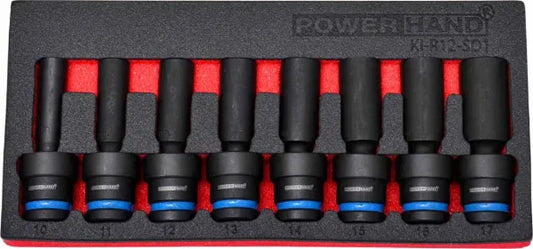 POWERHAND 8pc 1-2" Deep Swivel Impact Socket Set (10-17mm)