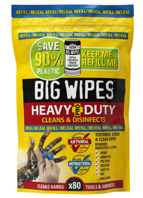 Big Wipes 2026 Red Top 4x4 Heavy Duty Pro+ Refill Pouch - 80 Wipes