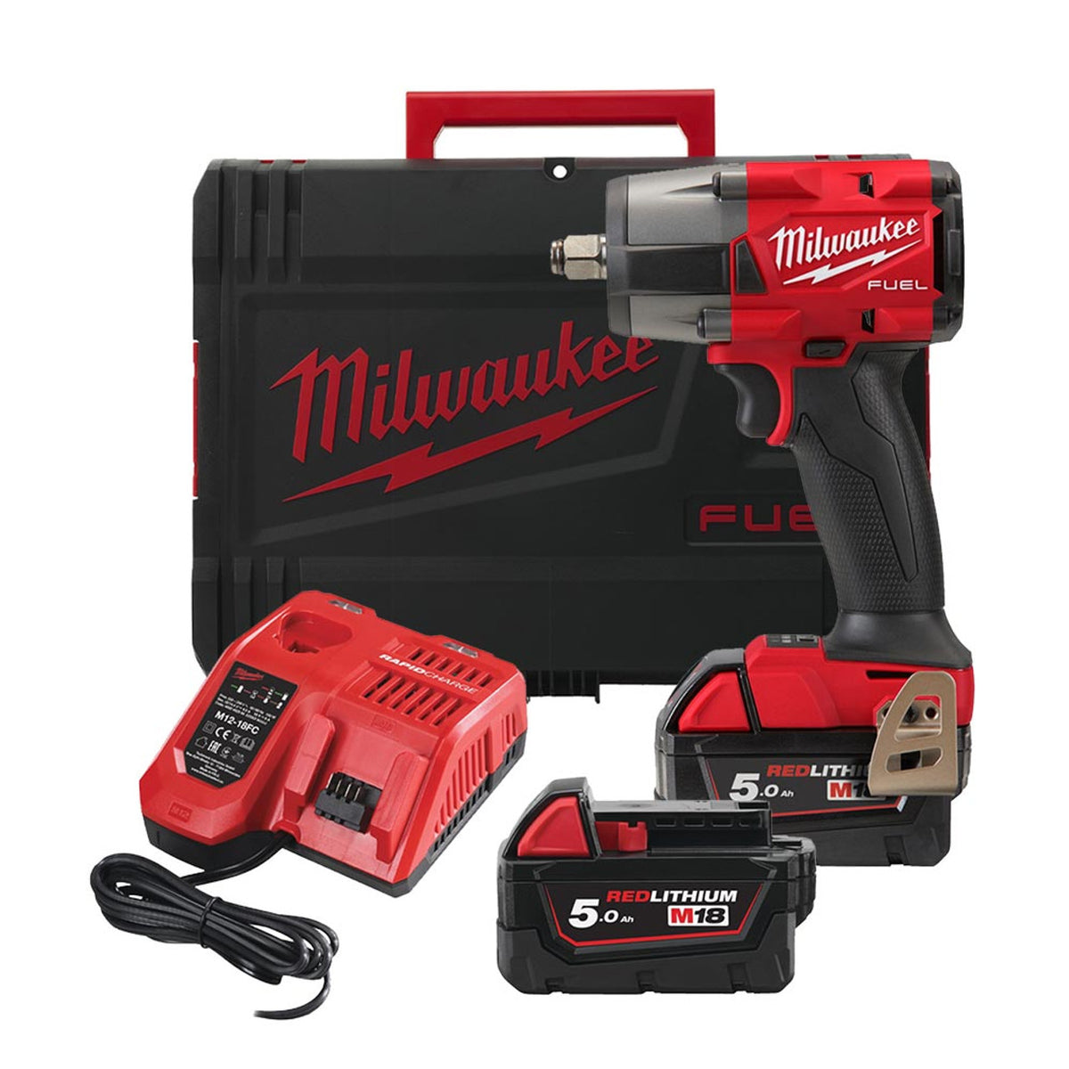 Milwaukee M18FMTIW2F12-502X 1/2" Mid-Torque Impact Wrench With Friction Ring Kit