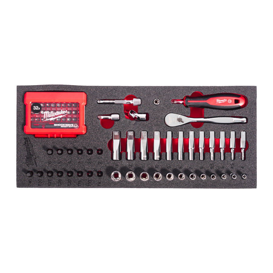 Milwaukee 1/4" Drive Ratchet & Bit Socket Set With Foam Insert - 76 Piece - 4932499293