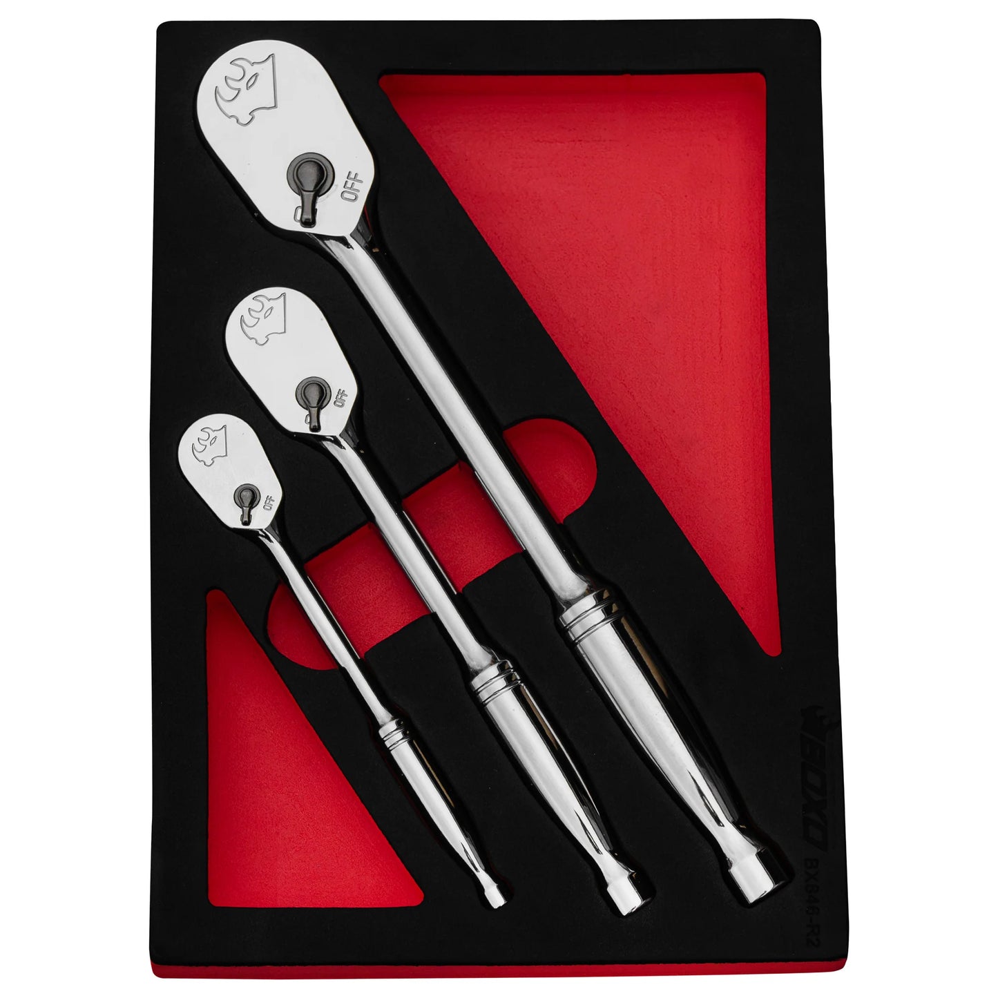 BOXO 3Pc 1/4", 3/8" & 1/2" 90T Ratchet Set