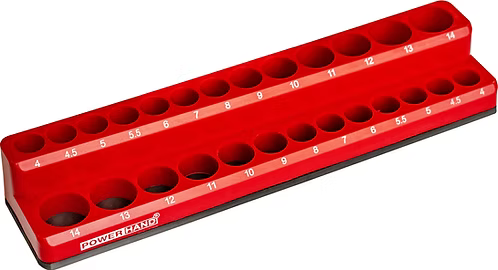 Powerhand 1/4 Dr Magnetic Socket Organizer 26 Holes Red - SIN-300.0326