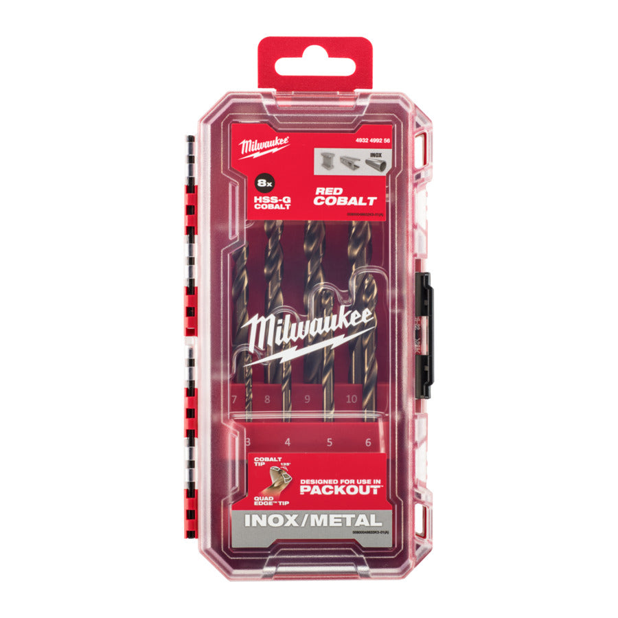 Milwaukee 4932499256 HSS Ground Metal Cobalt Metal Drill Bits With Packout Compatible Case - 8 Piece