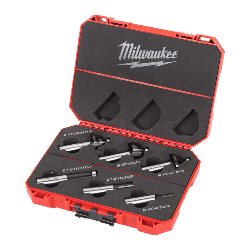 Milwaukee 4932493579 6pc Router Bit Set - 1/2" Shank (12.7mm)