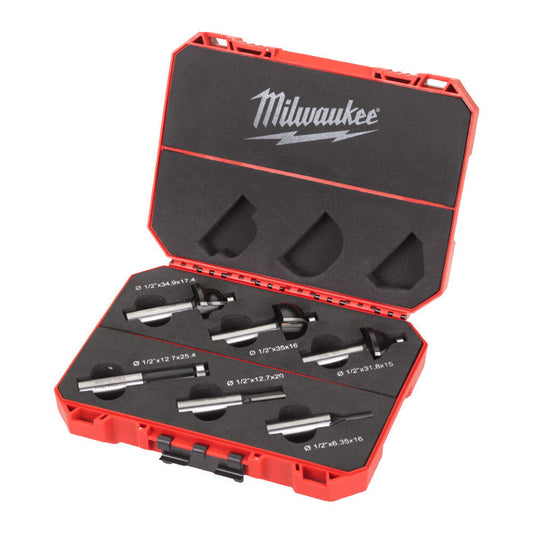 Milwaukee 4932493579 6pc Router Bit Set - 1/2" Shank (12.7mm)