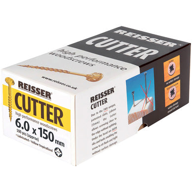 Reisser 8221S220601502 Cutter Pozi Yellow Wood Screw 6 x 150 mm - Craft Pack - Box of 100