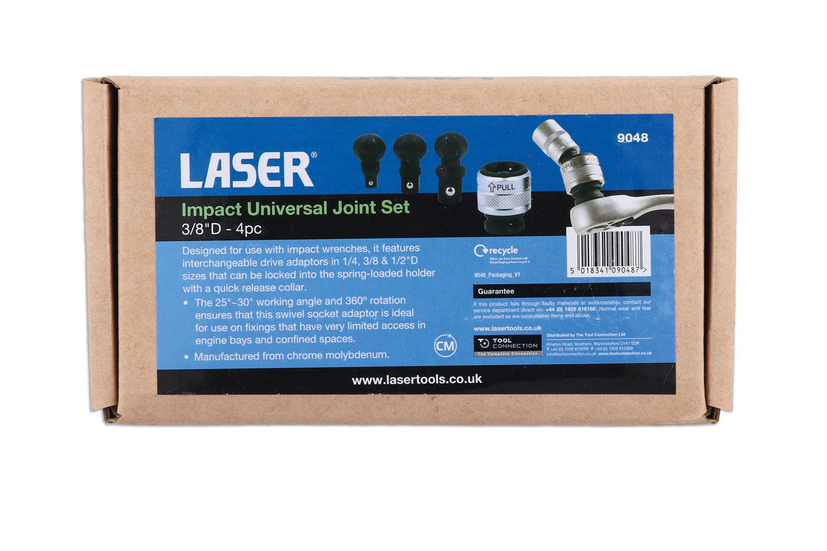Laser 9048 3/8" Drive Impact Universal Joint Set - 4 Piece