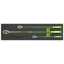 Siegen S01332 Extra-Long Ratchet Wrench Set 3pc 1/4, 3/8 & 1/2"Sq Drive