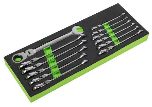 Sealey 
Siegen Flexi-Head Combination Ratchet Spanner Set 12pc