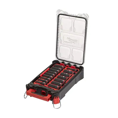 Milwaukee 4932480943 1/2" Packout Impact Socket Set Deep - 16 Piece