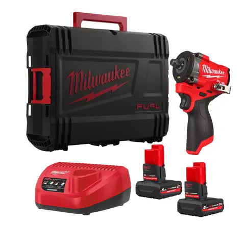 Milwaukee M12FCIWF12G3-502 1/2" Compact Impact Wrench Bundle With 2x 5ah Battery & Charger