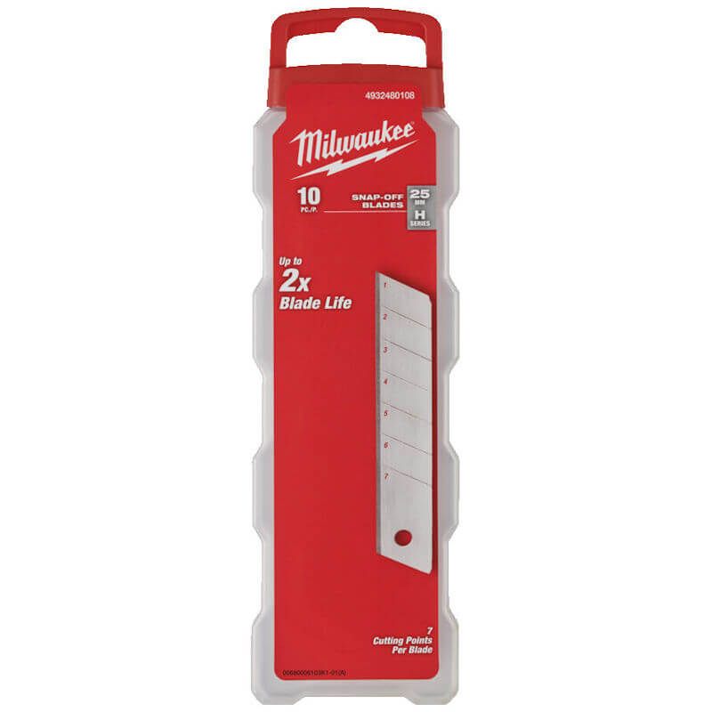 Milwaukee Snap Knife Replacement Blades 25mm - 10 Pack - 4932480108