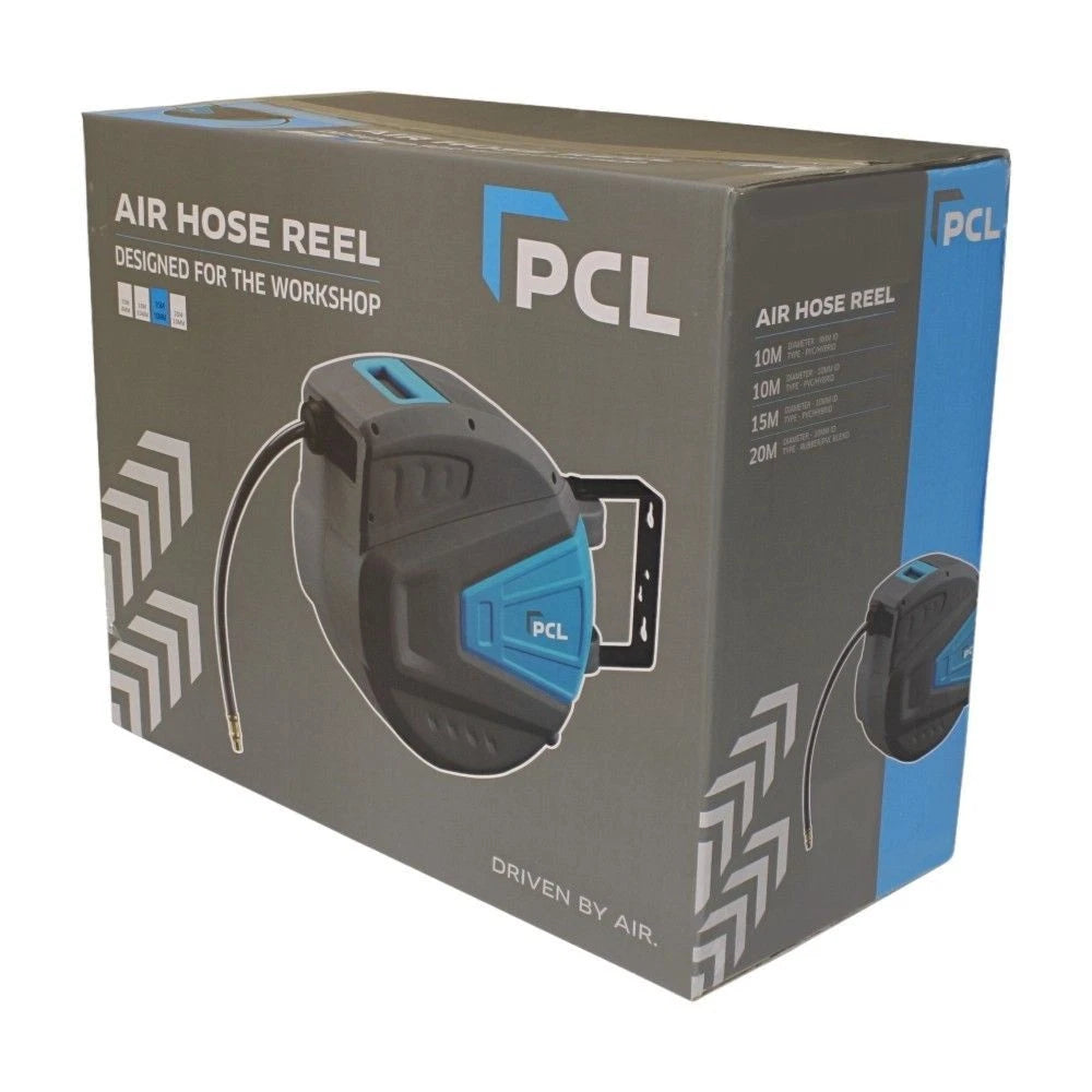 PCL HRA3L02 Wall Mounted Retractable Workshop Pro Hose Reel - 15m x 10mm ID