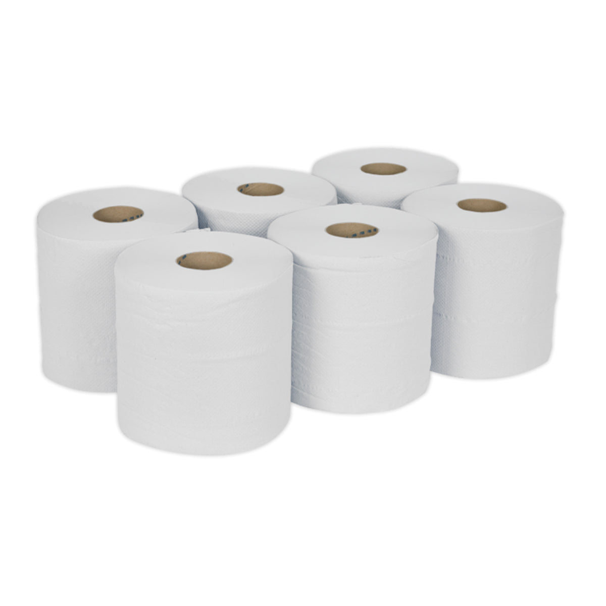 Sealey WHT150 Paper Roll White 2-Ply Embossed 150m Pack of 6