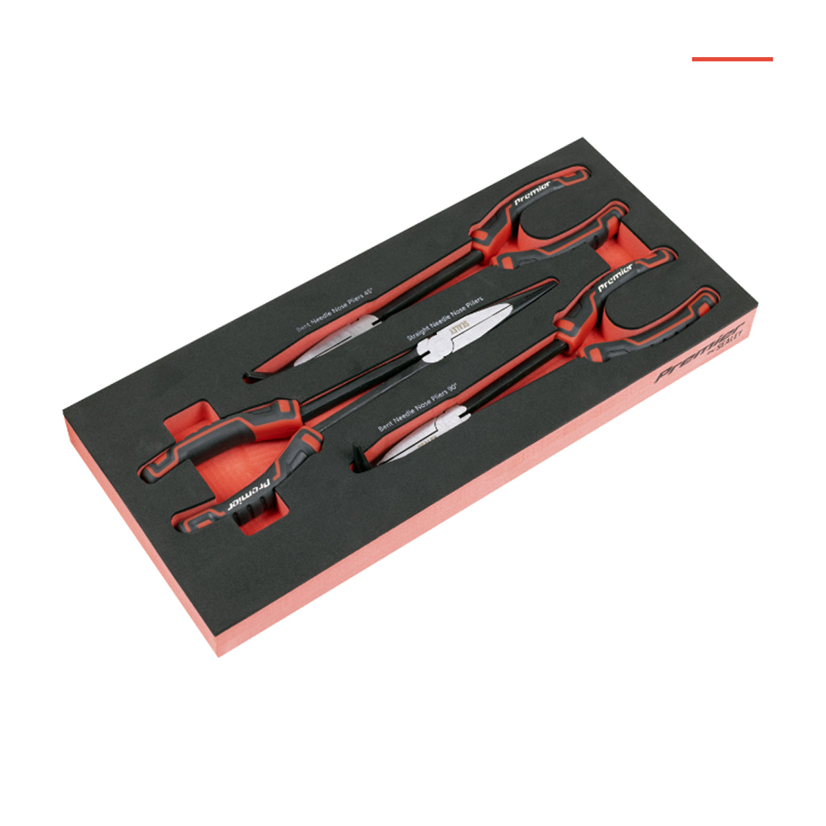 Sealey TBT58 Premier Long Needle Nose Pliers Set with Tool Tray 3pc