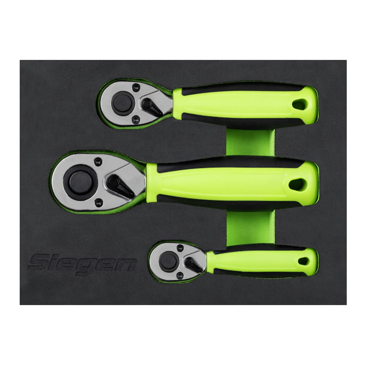 Siegen S01330 Stubby Ratchet Wrench Set 3pc 1/4, 3/8 & 1/2"Sq Drive